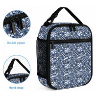 Hibiscus Bloom Island Tribal Waves Lunch Bag Blue Polynesian Pattern LT01 - Polynesian Pride