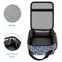 Hibiscus Bloom Island Tribal Waves Lunch Bag Blue Polynesian Pattern LT01 - Polynesian Pride
