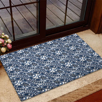 Hibiscus Bloom Island Tribal Waves Rubber Doormat Blue Polynesian Pattern LT01 - Polynesian Pride