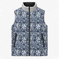 Hibiscus Bloom Island Tribal Waves Sleeveless Puffer Jacket Blue Polynesian Pattern LT01 Unisex Blue - Polynesian Pride