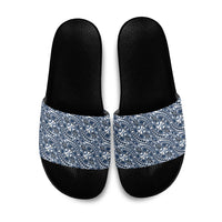 Hibiscus Bloom Island Tribal Waves Slide Sandals Blue Polynesian Pattern LT01 Blue - Polynesian Pride