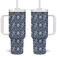 Hibiscus Bloom Island Tribal Waves Tumbler With Handle Blue Polynesian Pattern LT01 One Size: 40 oz Blue - Polynesian Pride