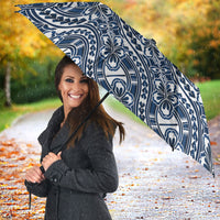 Hibiscus Bloom Island Tribal Waves Umbrella Blue Polynesian Pattern LT01 - Polynesian Pride