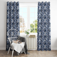 Hibiscus Bloom Island Tribal Waves Window Curtain Blue Polynesian Pattern LT01 - Polynesian Pride