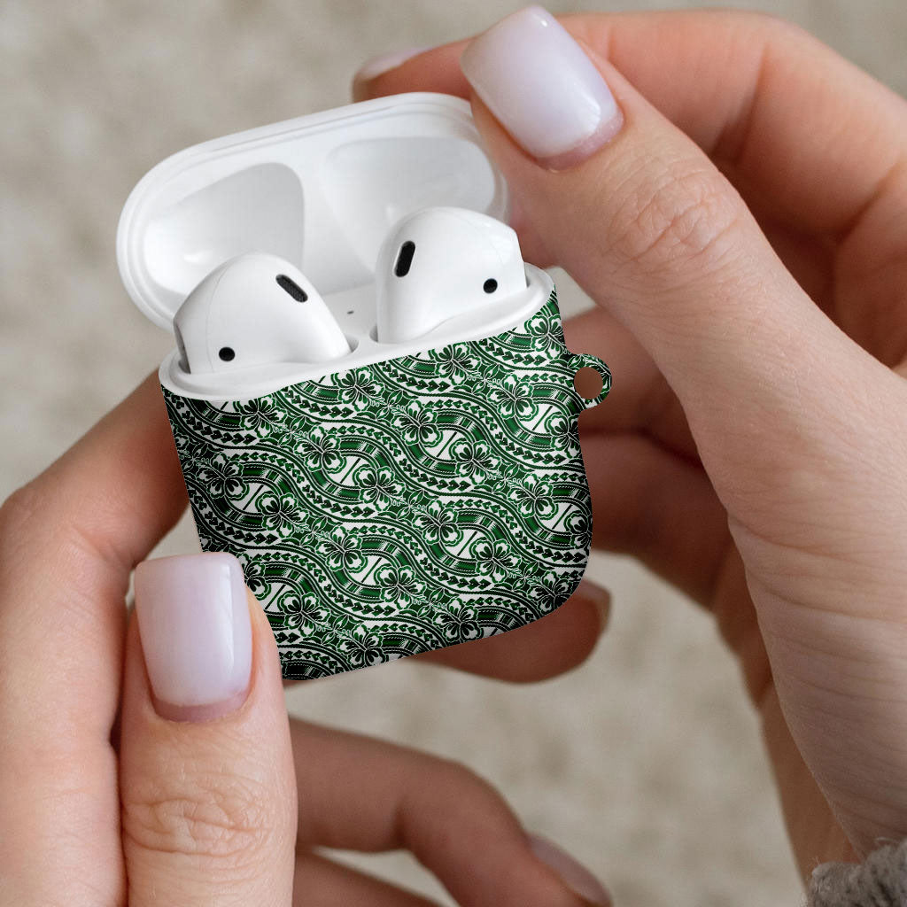 Hibiscus Bloom Island Tribal Waves AirPods Case Green Polynesian Pattern LT01 - Polynesian Pride