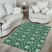 Hibiscus Bloom Island Tribal Waves Area Rug Green Polynesian Pattern LT01 - Polynesian Pride