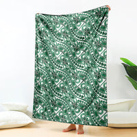 Hibiscus Bloom Island Tribal Waves Blanket Green Polynesian Pattern LT01 - Polynesian Pride