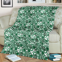 Hibiscus Bloom Island Tribal Waves Blanket Green Polynesian Pattern LT01 - Polynesian Pride