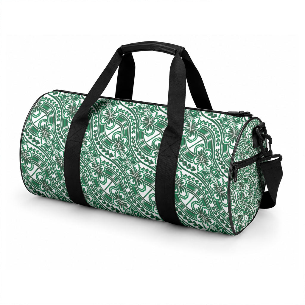 Hibiscus Bloom Island Tribal Waves Duffle Bag Green Polynesian Pattern LT01 - Polynesian Pride