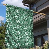 Hibiscus Bloom Island Tribal Waves Garden Flag Green Polynesian Pattern LT01 - Polynesian Pride
