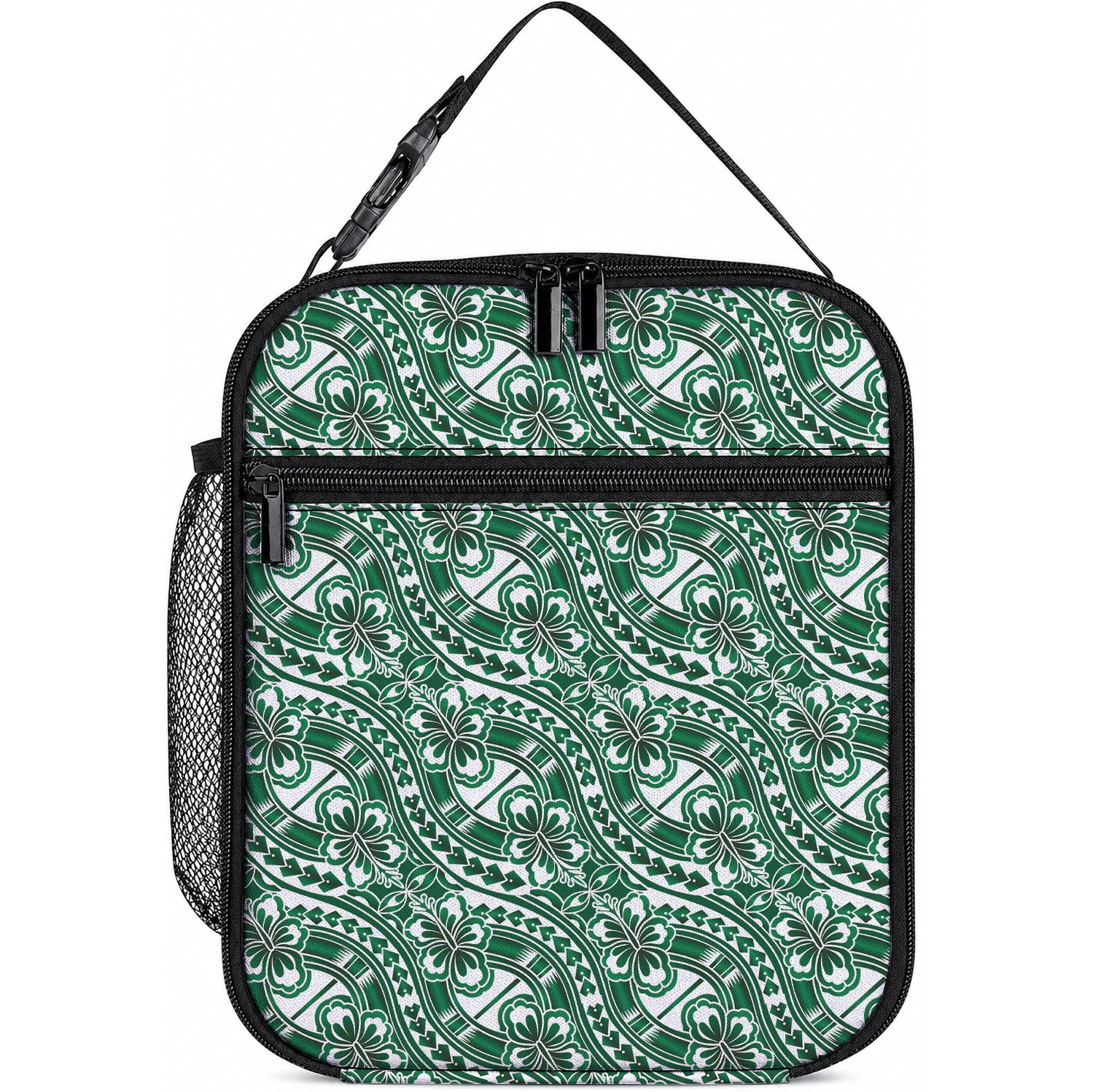 Hibiscus Bloom Island Tribal Waves Lunch Bag Green Polynesian Pattern LT01 10.2 × 8.3 × 4.3 inch Green - Polynesian Pride