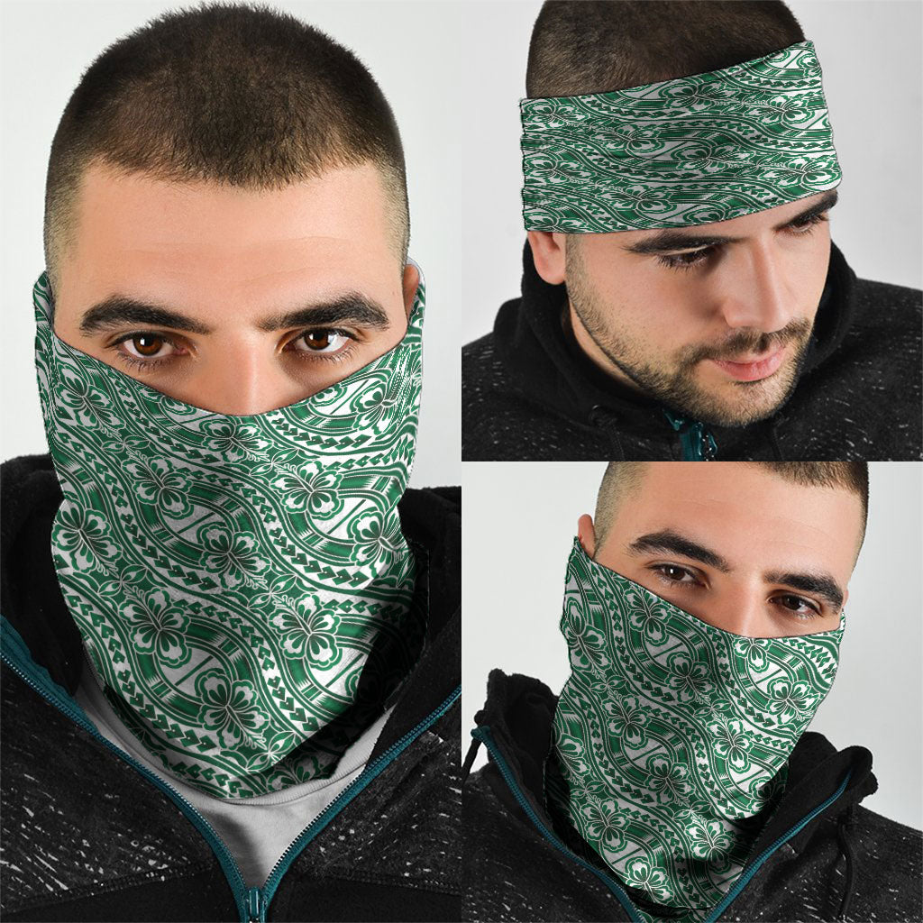 Hibiscus Bloom Island Tribal Waves Neck Gaiter Green Polynesian Pattern LT01 - Polynesian Pride