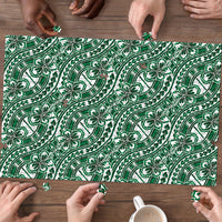 Hibiscus Bloom Island Tribal Waves Puzzle Green Polynesian Pattern LT01 - Polynesian Pride