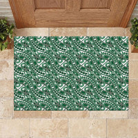 Hibiscus Bloom Island Tribal Waves Rubber Doormat Green Polynesian Pattern LT01 Green - Polynesian Pride
