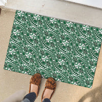 Hibiscus Bloom Island Tribal Waves Rubber Doormat Green Polynesian Pattern LT01 - Polynesian Pride