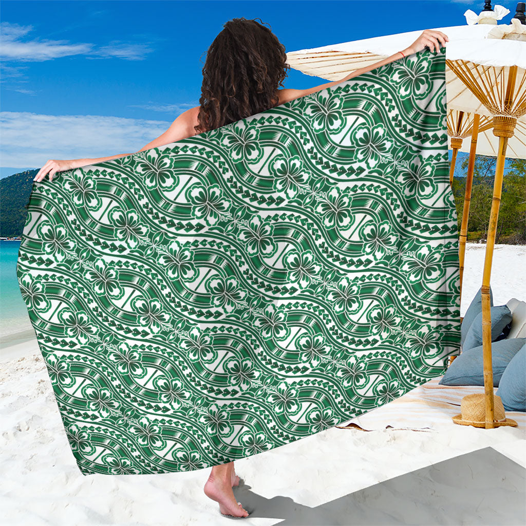 Hibiscus Bloom Island Tribal Waves Sarong Green Polynesian Pattern LT01 One Size 44 x 66 inches Green - Polynesian Pride