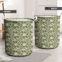 Hibiscus Bloom Island Tribal Waves Laundry Basket Olive Green Polynesian Pattern LT01 - Polynesian Pride