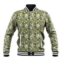 Hibiscus Bloom Island Tribal Waves Baseball Jacket Olive Green Polynesian Pattern LT01 Unisex Olive Green - Polynesian Pride