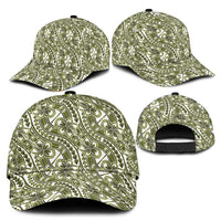 Hibiscus Bloom Island Tribal Waves Classic Cap Olive Green Polynesian Pattern LT01 - Polynesian Pride