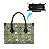 Hibiscus Bloom Island Tribal Waves Leather Bag Olive Green Polynesian Pattern LT01 - Polynesian Pride