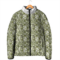 Hibiscus Bloom Island Tribal Waves Padded Jacket Olive Green Polynesian Pattern LT01 - Polynesian Pride
