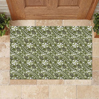 Hibiscus Bloom Island Tribal Waves Rubber Doormat Olive Green Polynesian Pattern LT01 Olive Green - Polynesian Pride