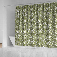 Hibiscus Bloom Island Tribal Waves Shower Curtain Olive Green Polynesian Pattern LT01 - Polynesian Pride