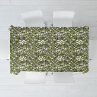 Hibiscus Bloom Island Tribal Waves Tablecloth Olive Green Polynesian Pattern LT01 Olive Green - Polynesian Pride