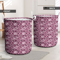 Hibiscus Bloom Island Tribal Waves Laundry Basket Pink Polynesian Pattern LT01 - Polynesian Pride