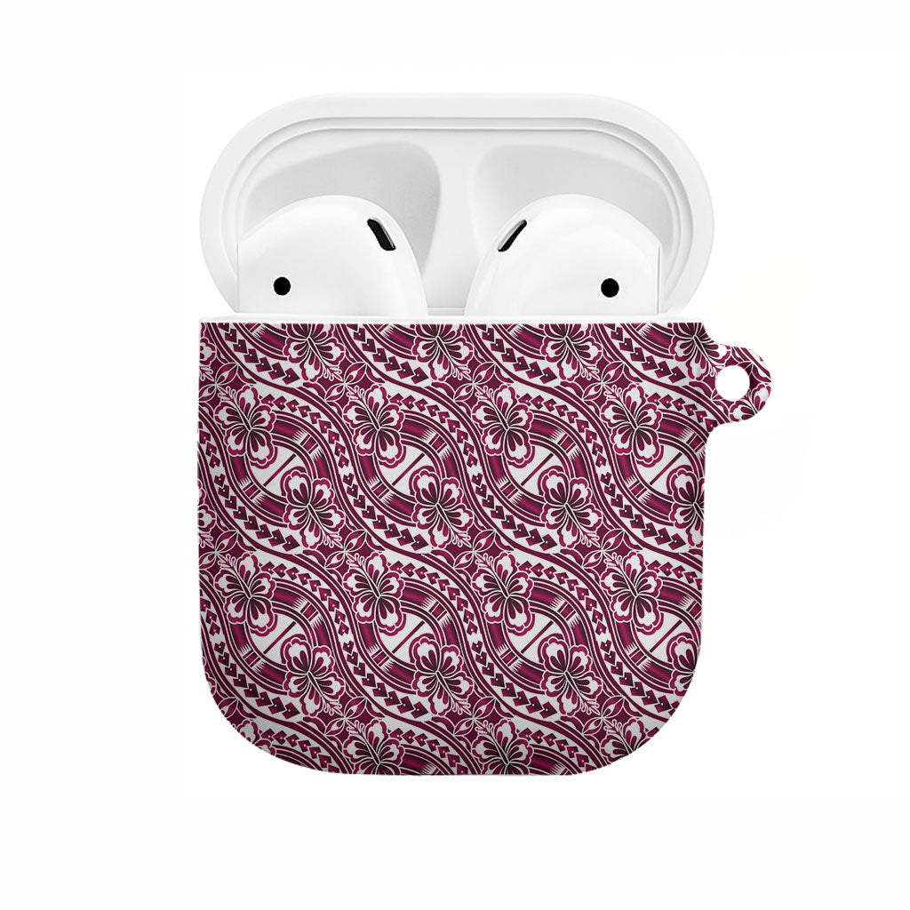 Hibiscus Bloom Island Tribal Waves AirPods Case Pink Polynesian Pattern LT01 Pink - Polynesian Pride