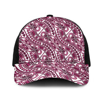 Hibiscus Bloom Island Tribal Waves Baseball Net Cap Pink Polynesian Pattern LT01 One Size Black Pink - Polynesian Pride