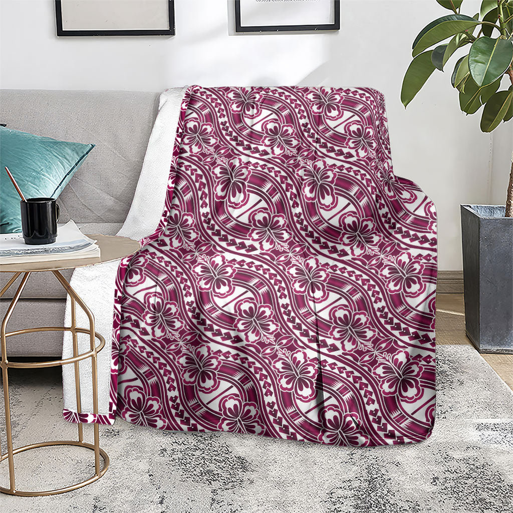 Hibiscus Bloom Island Tribal Waves Blanket Pink Polynesian Pattern LT01 - Polynesian Pride
