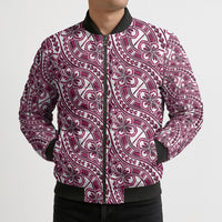 Hibiscus Bloom Island Tribal Waves Bomber Puffer Jacket Pink Polynesian Pattern LT01 - Polynesian Pride