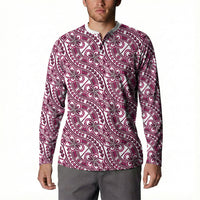 Hibiscus Bloom Island Tribal Waves Button Sweatshirt Pink Polynesian Pattern LT01 - Polynesian Pride