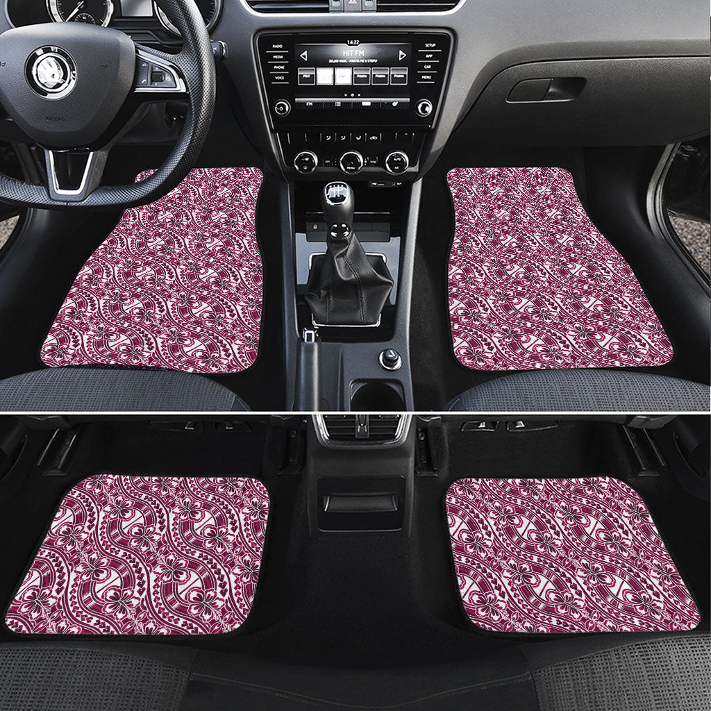 Hibiscus Bloom Island Tribal Waves Car Mats Pink Polynesian Pattern