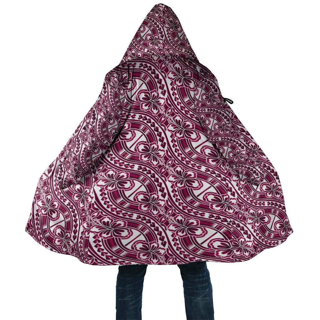 Hibiscus Bloom Island Tribal Waves Cloak Pink Polynesian Pattern