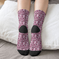 Hibiscus Bloom Island Tribal Waves Crew Socks Pink Polynesian Pattern LT01 - Polynesian Pride