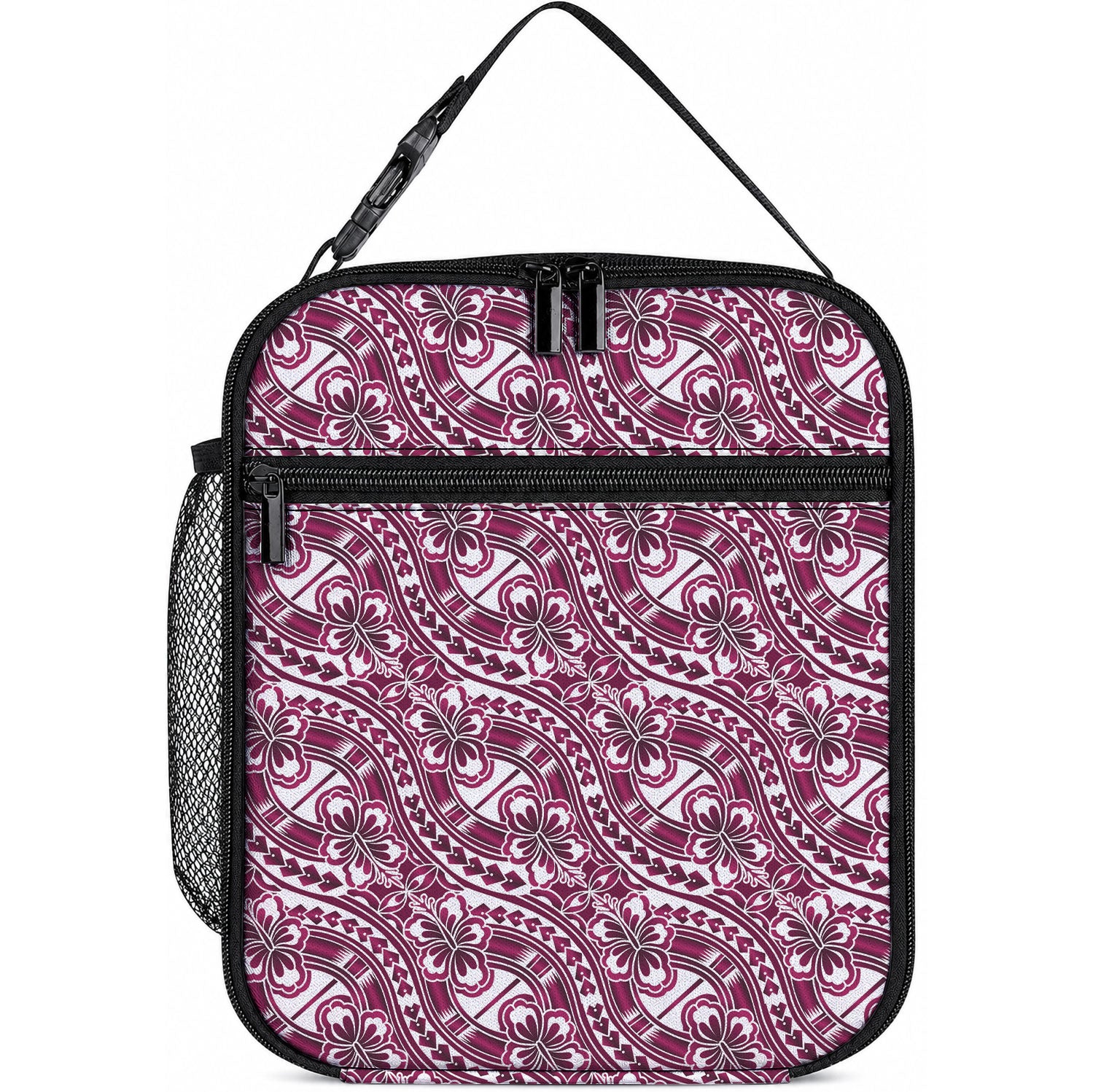 Hibiscus Bloom Island Tribal Waves Lunch Bag Pink Polynesian Pattern LT01 10.2 × 8.3 × 4.3 inch Pink - Polynesian Pride