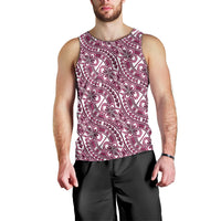 Hibiscus Bloom Island Tribal Waves Men Tank Top Pink Polynesian Pattern LT01 - Polynesian Pride