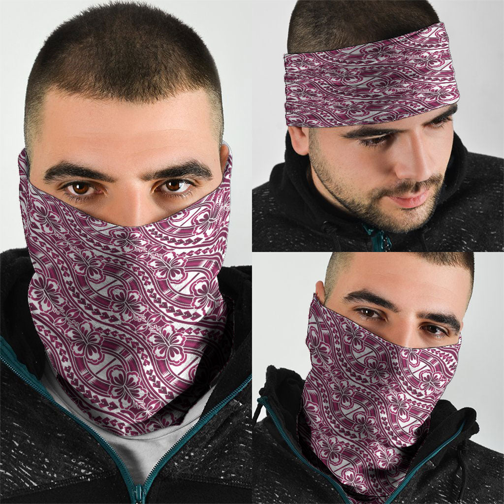 Hibiscus Bloom Island Tribal Waves Neck Gaiter Pink Polynesian Pattern LT01 - Polynesian Pride