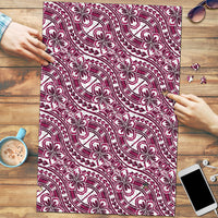 Hibiscus Bloom Island Tribal Waves Puzzle Pink Polynesian Pattern LT01 Pink - Polynesian Pride