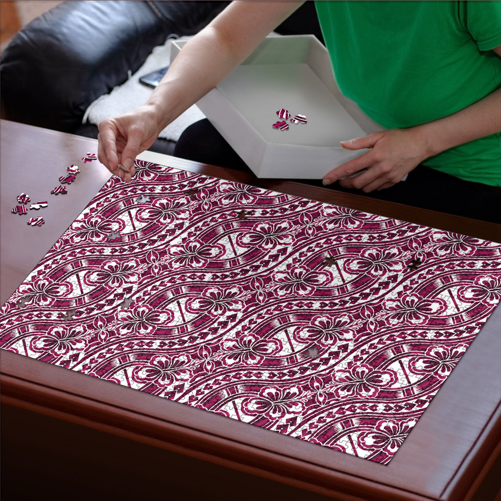 Hibiscus Bloom Island Tribal Waves Puzzle Pink Polynesian Pattern LT01 - Polynesian Pride