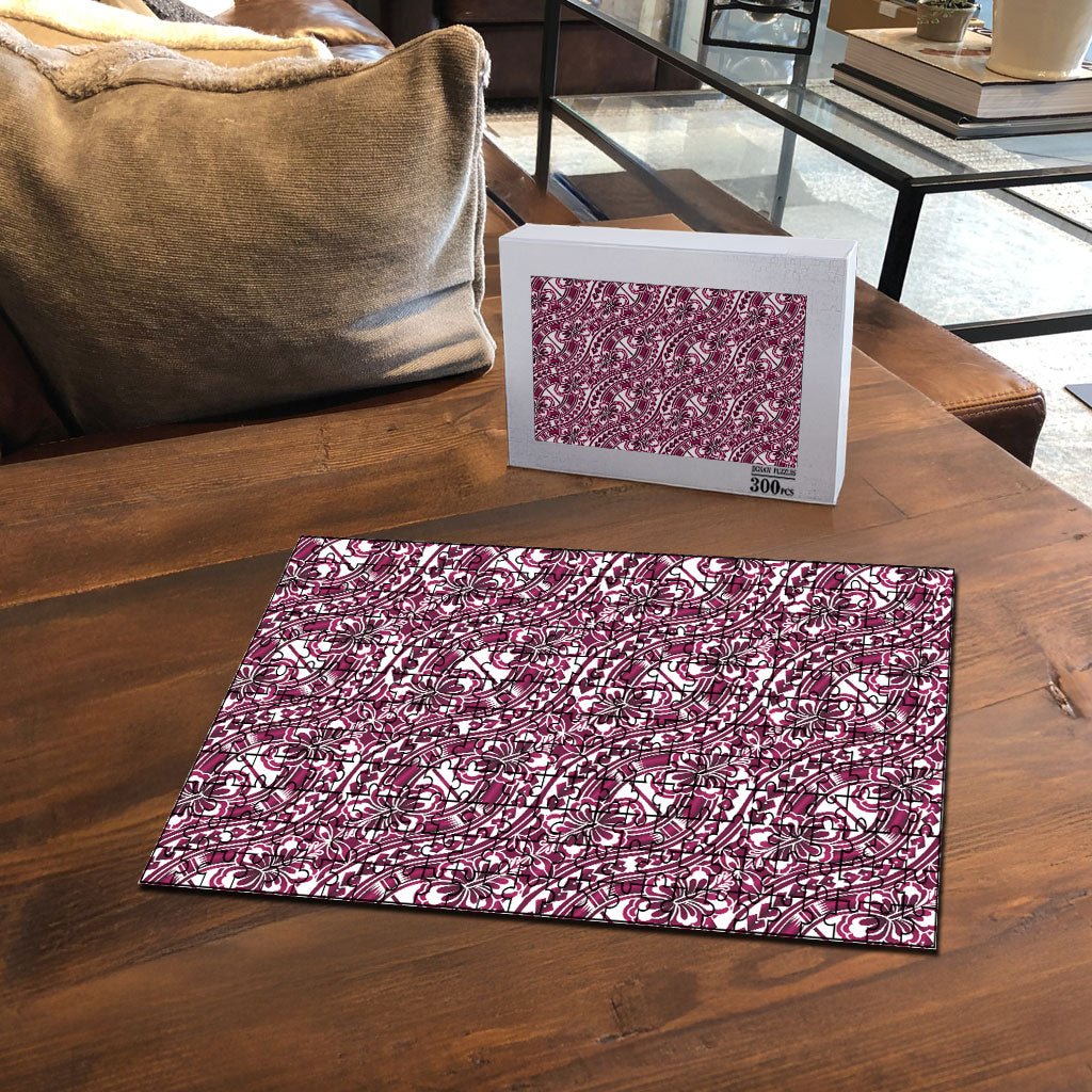 Hibiscus Bloom Island Tribal Waves Puzzle Pink Polynesian Pattern LT01 - Polynesian Pride