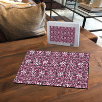 Hibiscus Bloom Island Tribal Waves Puzzle Pink Polynesian Pattern LT01 - Polynesian Pride