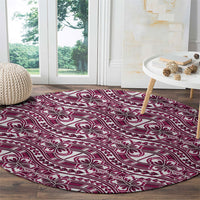 Hibiscus Bloom Island Tribal Waves Round Carpet Pink Polynesian Pattern LT01 - Polynesian Pride