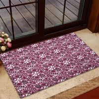 Hibiscus Bloom Island Tribal Waves Rubber Doormat Pink Polynesian Pattern LT01 - Polynesian Pride