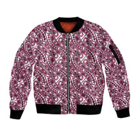Hibiscus Bloom Island Tribal Waves Sleeve Zip Bomber Jacket Pink Polynesian Pattern LT01 Unisex Pink - Polynesian Pride