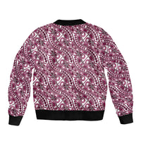 Hibiscus Bloom Island Tribal Waves Sleeve Zip Bomber Jacket Pink Polynesian Pattern LT01 - Polynesian Pride