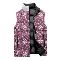Hibiscus Bloom Island Tribal Waves Sleeveless Puffer Jacket Pink Polynesian Pattern LT01 - Polynesian Pride