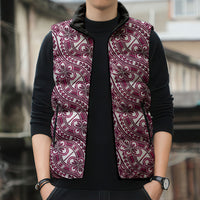Hibiscus Bloom Island Tribal Waves Sleeveless Puffer Jacket Pink Polynesian Pattern LT01 - Polynesian Pride